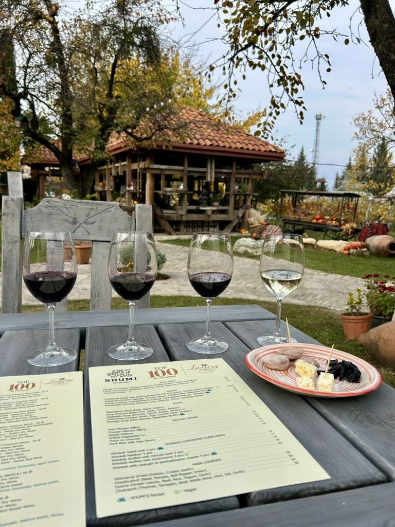 Vineyard tasting table in Telavi, Georgia
